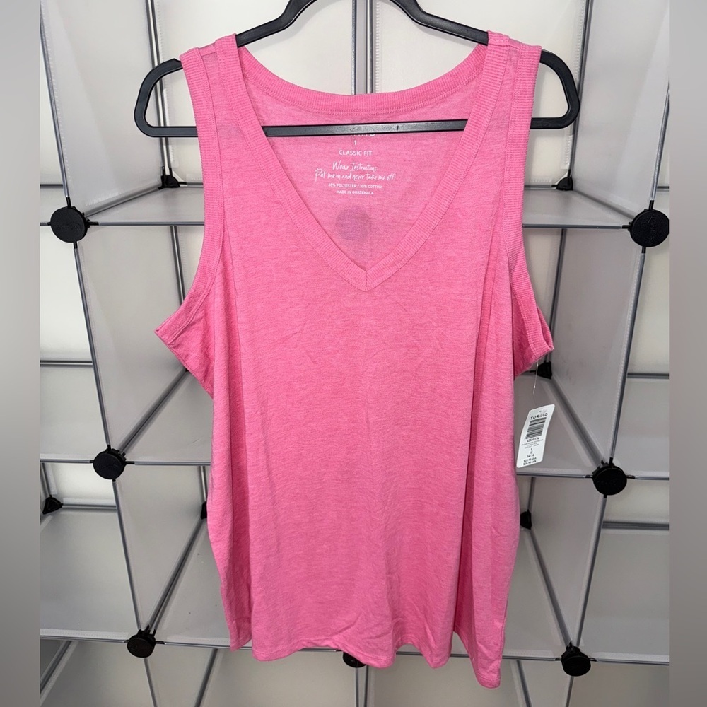Torrid Girlfriend Signature Jersey V-Neck Classic Fit Tank Top Rose Pink 1X NWT